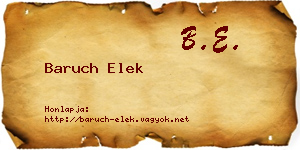 Baruch Elek névjegykártya